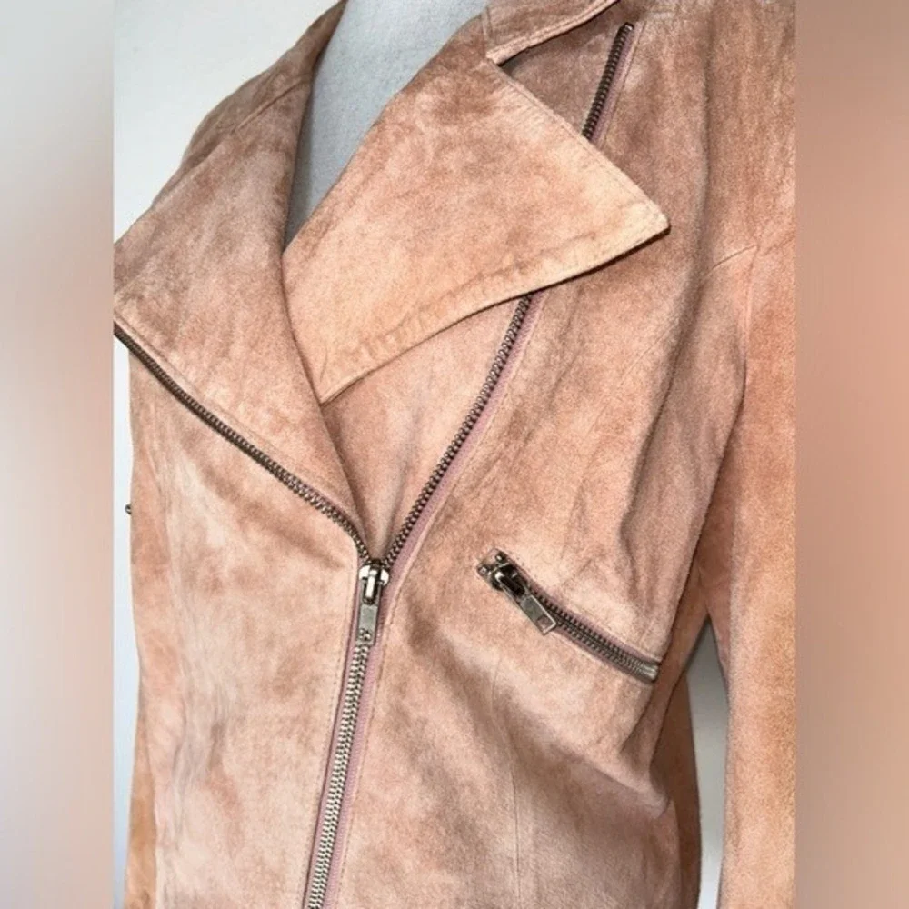 Brandon Thomas vintage‎ Dusty Rose Moto style suede jacket Small